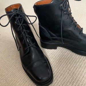 Black Leather Cole Haan Combat Boot